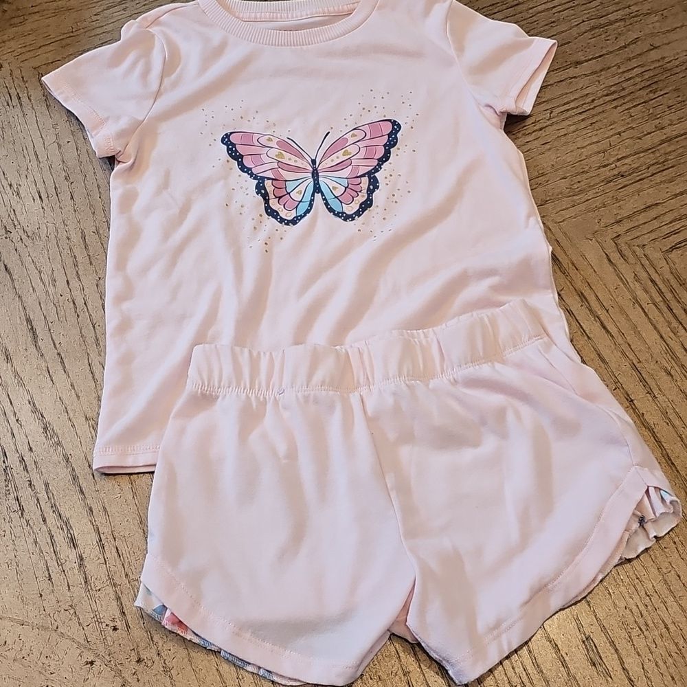 Butterfly outfit short top set size S girls 7/8 BCBGgirls